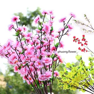 Combo 50 Cành Đào giả cành Mai giả hoa bằng lụa dài 65cm dùng để cắm bình trang trí tết hoặc làm cây đào giả