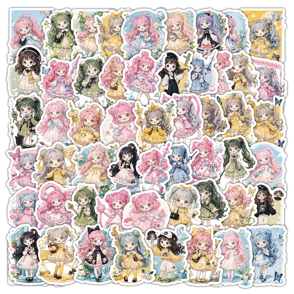 Set 60 Miếng Dán Trang Trí Mũ Bảo Hiểm / Bút Chì Họa Tiết graffiti Dễ Thương