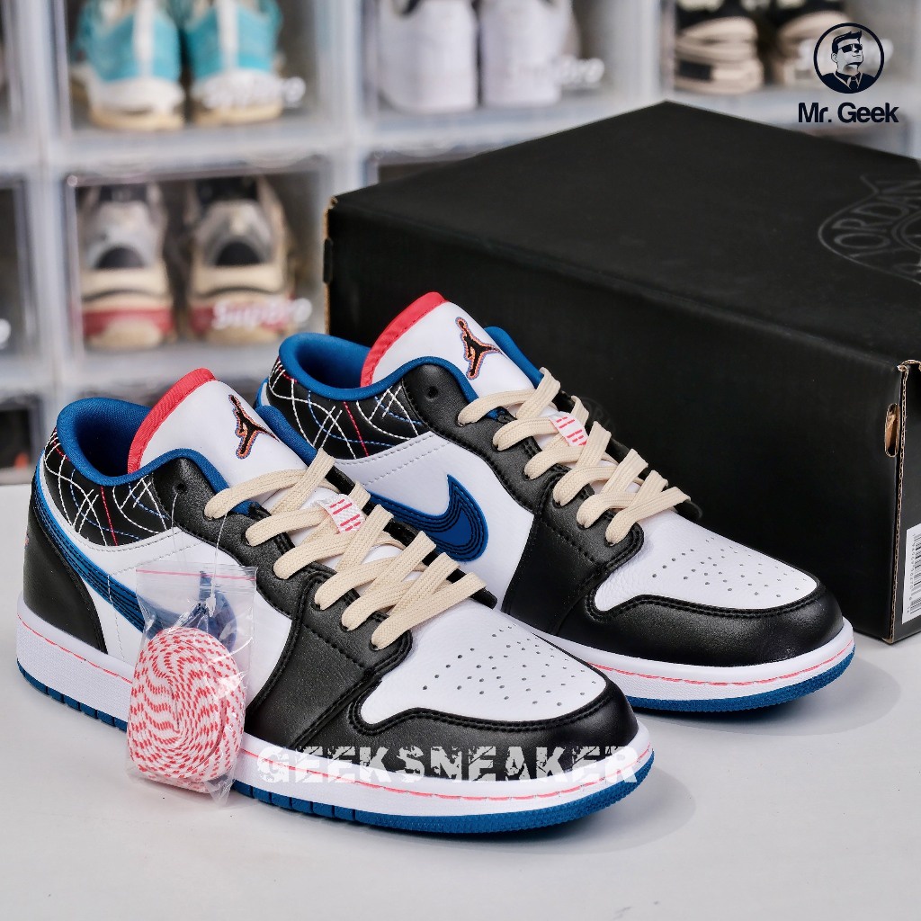 Giày Sneaker Air Jordan 1 Low ‘White Industrial Blue Siren Red’