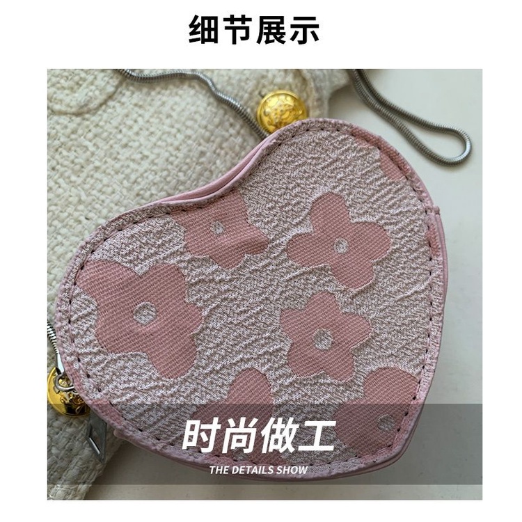 Túi Đeo Chéo mini Màu Đen Họa Tiết Hoa Xinh Xắn Thời Trang 2023 Cho Nữ