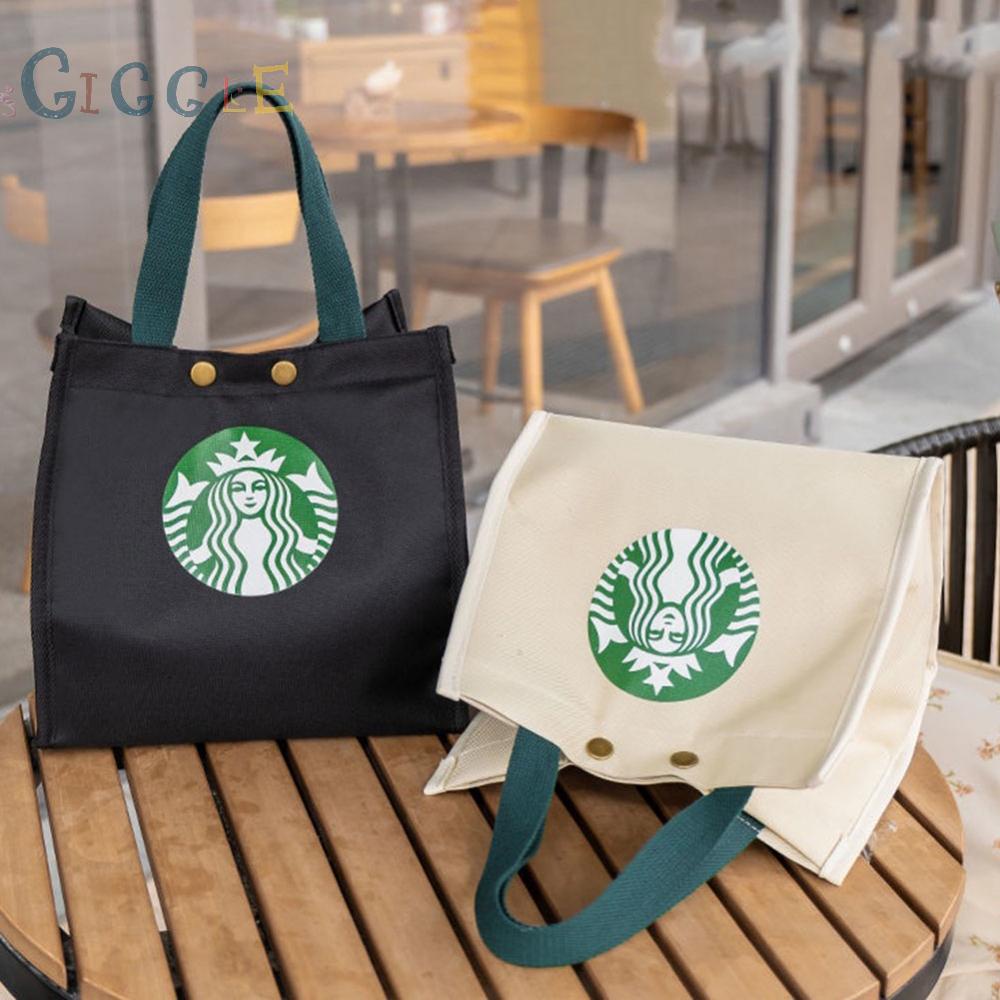 Lunch Bag Simple Solid Color Thickening Button Canvas Material Casual Daily