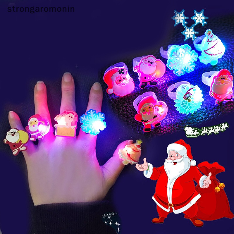 Bộ 5 Nhẫn Hình Ông Già Noel Phát Sáng Dễ Thương Trang Trí Cây Thông Giáng Sinh