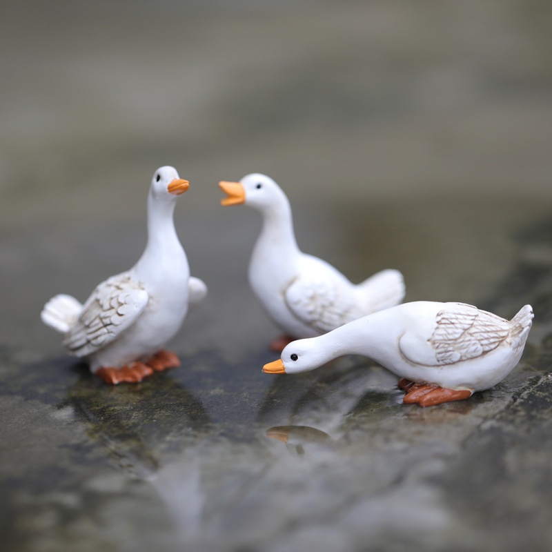 Tượng Vịt Con mini Màu Trắng Dùng Trang Trí Tiểu Cảnh Sân Vườn