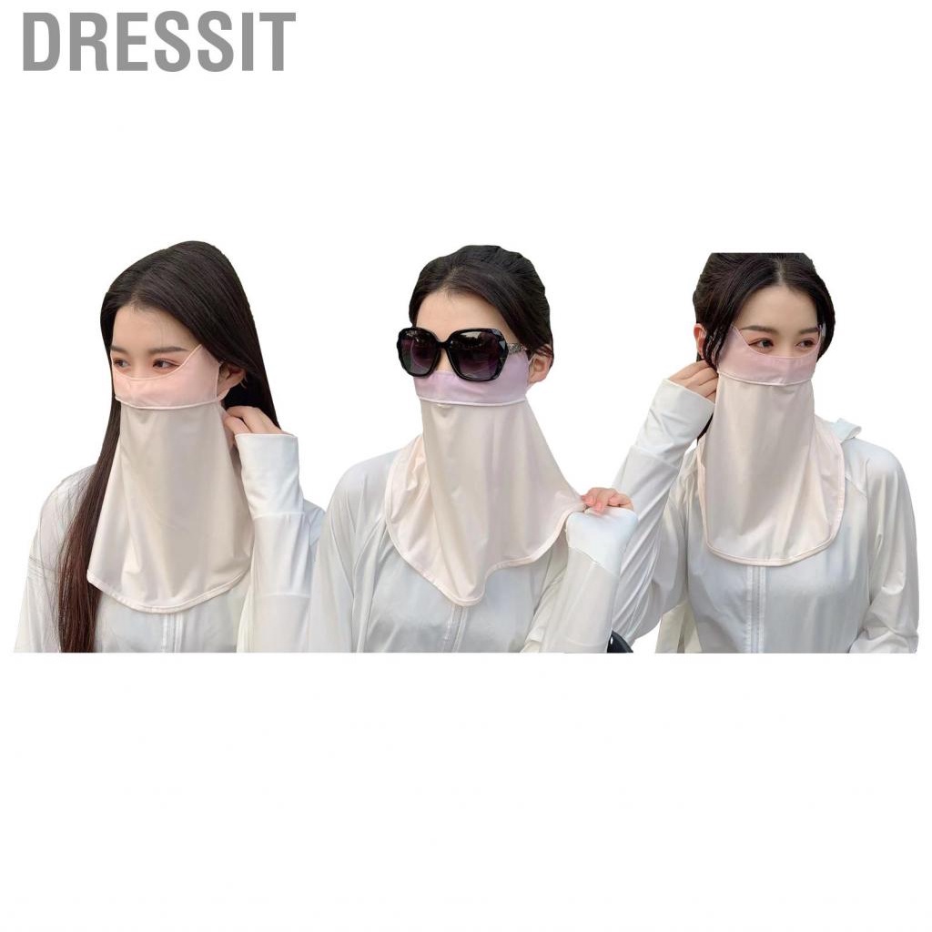 Dressit Face Neck Flap Cover  Uv Protection Hidden Nose Hole Design Sun Veil Ice Floss Multiple Small Vent Holes for Summer Camping