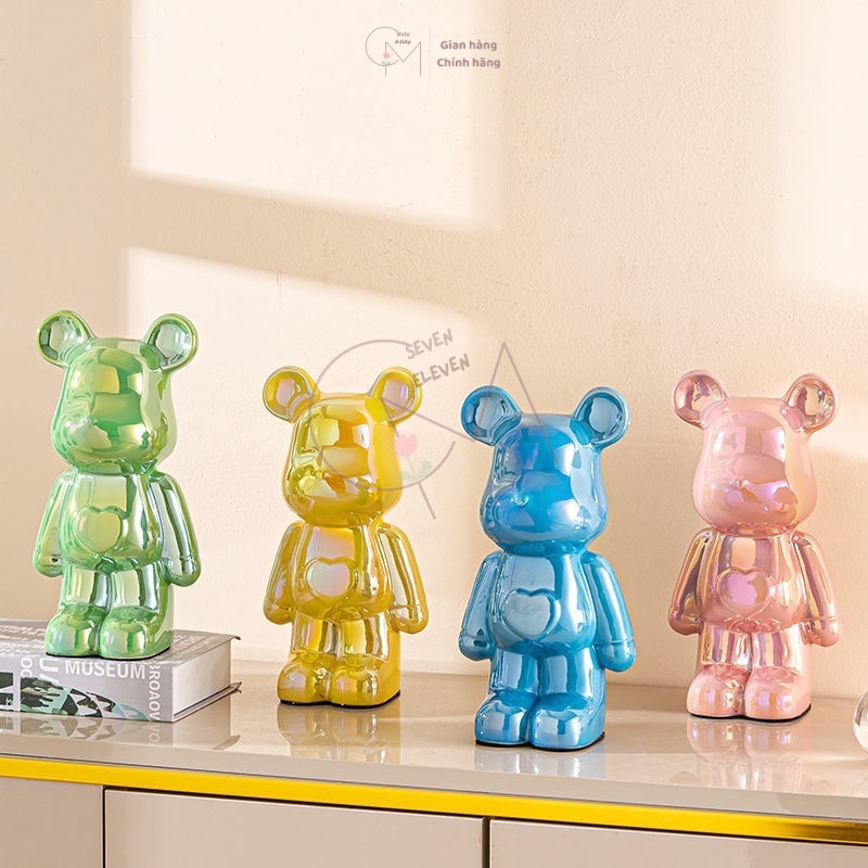 Tượng Gấu Bearbrick decor hottrend bằng sứ cao 28cm decor nhà văn phòng quà tặng sinh nhật độc đáo M
