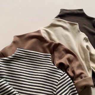 Trẻ Em Mùa Xuân Thu Quần Áo Phong Cách Mùa Đông Cho Bé Nhung Đức Dài Tay Đáy Áo Bé Trai Bé Gái Nửa Cổ Cao Lông Cừu Ấm Áp Bên Trong Top