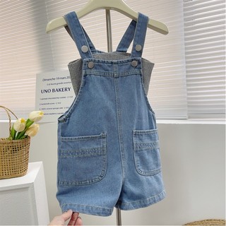 Set yếm jean áo thun gân 2 dây bé gái