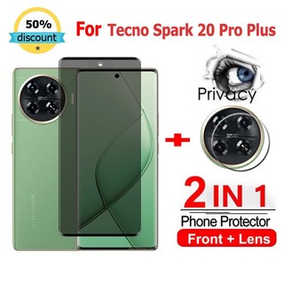  2 in 1 Kính cường lực Tecno Spark 20 Pro Plus cường lực bảo vệ chống gián điệp bảo vệ màn hình phủ đầy đủ cho Tecno Spark 10C 20C 10 20 Pro Camon 20 Pop 8 Pova Neo 4 5 Pro 5G Glass Film Camera Protecto 