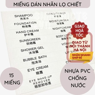 Miếng dãn nhãn lọ chiết mỹ phẩm nhựa PVC chống nước