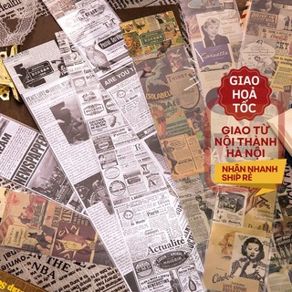 Băng Sticker dán hoạ tiết giấy báo cũ trang trí sách ảnh DIY ST389