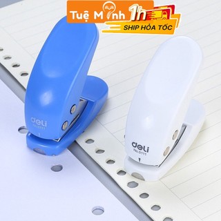 Bấm lỗ giấy mini Deli cầm tay tối đa 10 tờ 80gsm VPP Tuệ Minh, dụng cụ đục lỗ C08