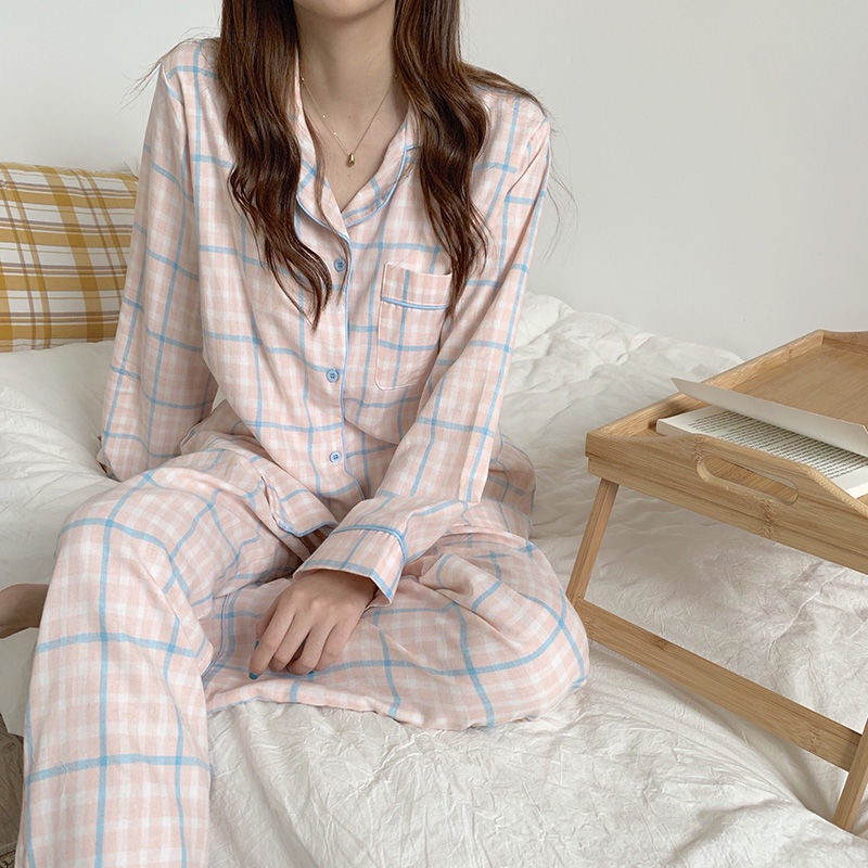 ❤Bộ đồ ngủ nữ ❤Đồ Bộ Pijama Dài Tay Chất Lụa Họa Tiết Hoa Nhí Mềm Mại Phong Cách Hàn Quốc