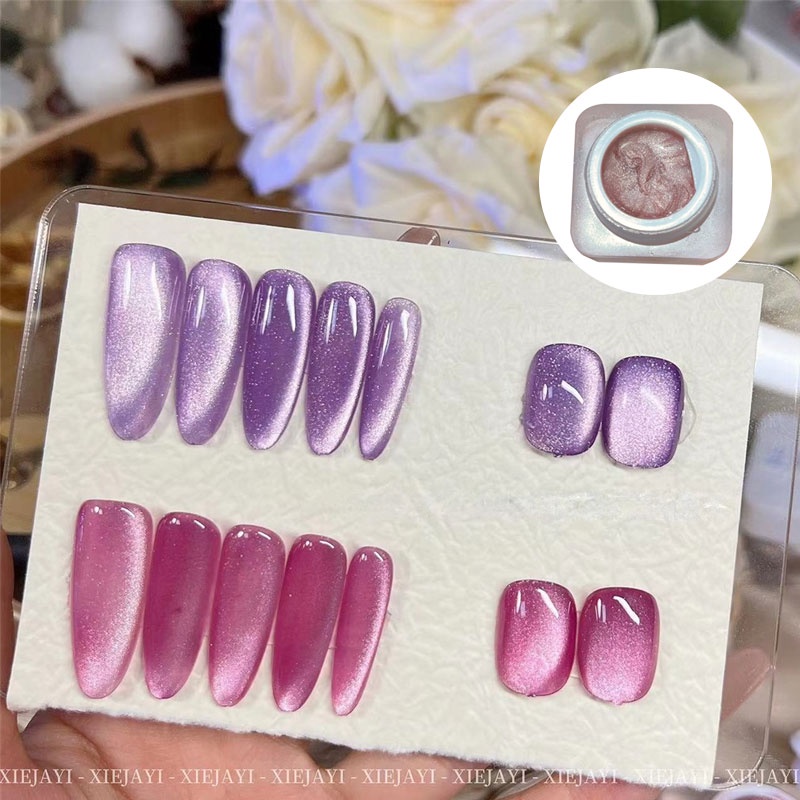 XIEJAYI Gel Sơn Móng Tay Thay Đổi Ánh Sáng Dòng Mắt Mèo Dầu Bóng Bán Thường Trực Gel Cho Móng Tay Cho Móng Tay Nghệ Thuật Gel Sơn Mài Ánh Sáng Thay Đổi Màu Sắc 6Ml * KÍNH