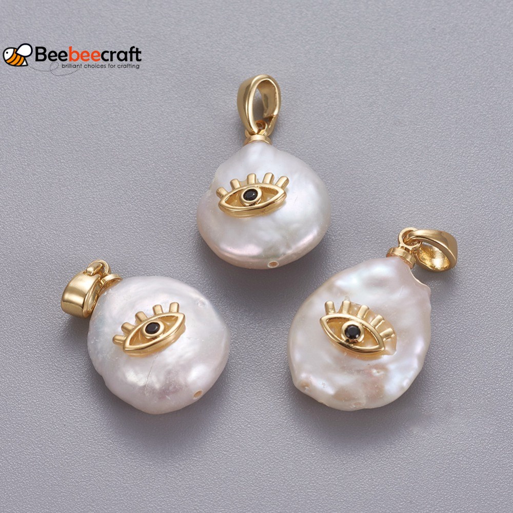 Bộ 5 Mặt Dây Chuyền Ngọc Trai Tự Nhiên Bằng Đồng Thau 17~27x12~16x6~12mm: 4x2.5mm