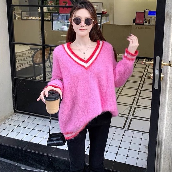 Áo Len Tay Dài Cổ Chữ v Màu Sắc Thời Trang Thu Đông Cho Nữ áo sweater áo khoác cardigan