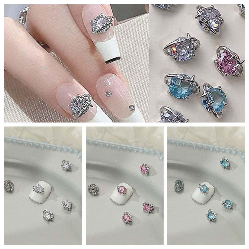 Oceanmap Phụ Kiện Đá Hành Tinh Màu Hồng / Trắng / Xanh Dương / Xanh Dương Trang Trí Móng Tay Ngọt Ngào Cho Nữ diy