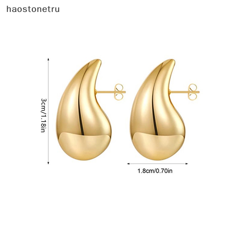 1 Đôi Bông Tai Hình Giọt Nước Bằng Hợp Kim Dày Dặn Màu Vàng / Bạc Phong Cách vintage hoops n