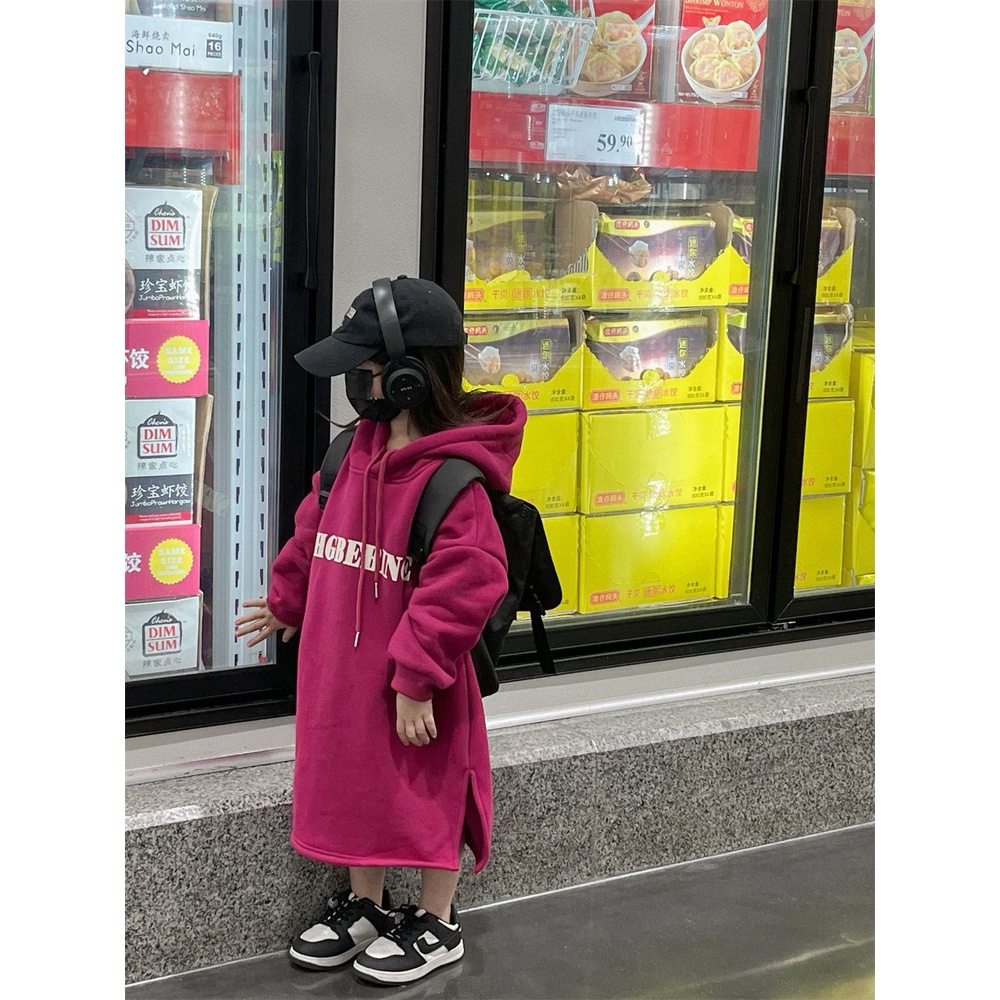 Dễ Thương Đầm Dài Tay Có Mũ Trùm Thời Trang Mùa Thu Đông Hàn Quốc Dành Cho Bé Gái