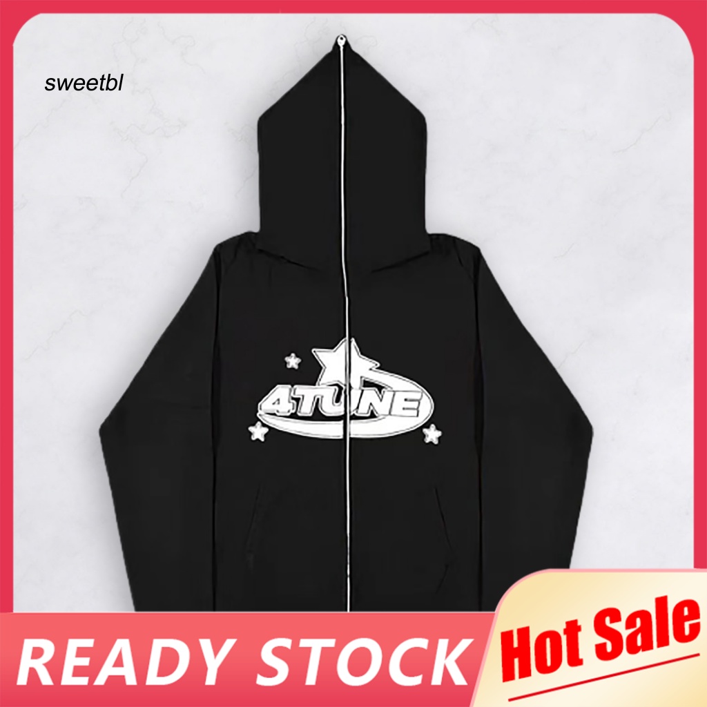 Swe Áo Khoác cardigan Có Mũ Trùm Đầu Mềm Mại Phong Cách Tối Màu In Chữ Và Khóa Kéo Gần Mùa Thu Và Mùa Xuân Ít Hoàn Hảo