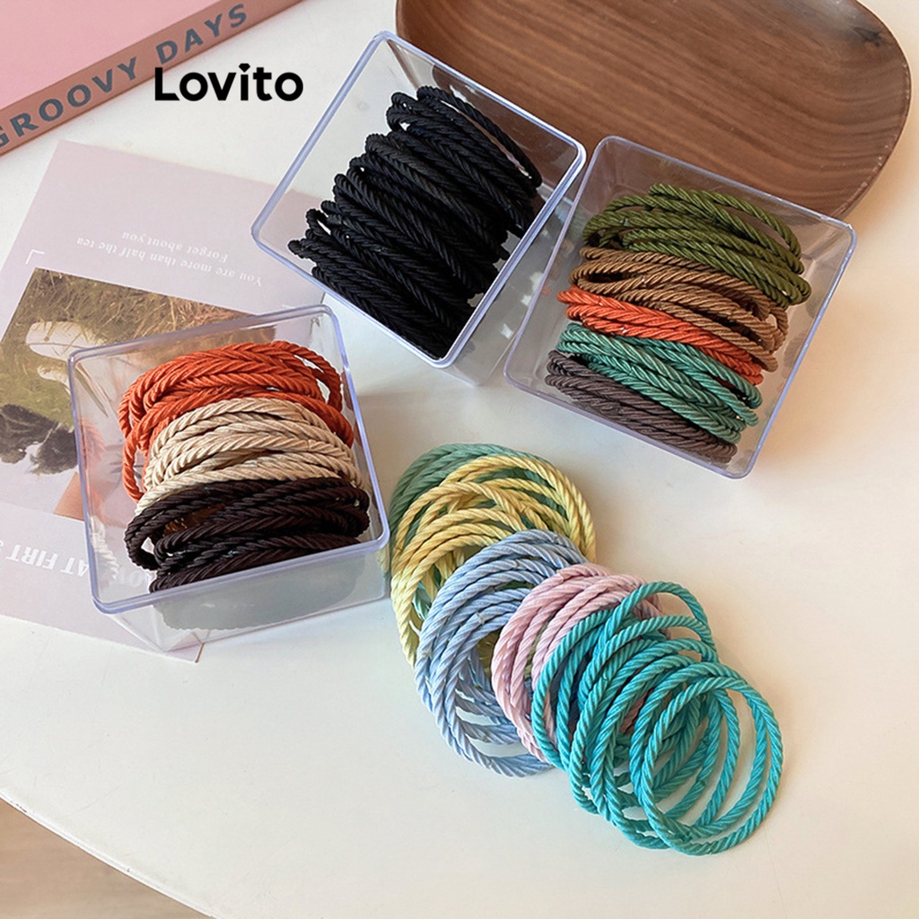 Dây cột tóc Lovito màu trơn đơn giản thường ngày cho nữ L63AD114