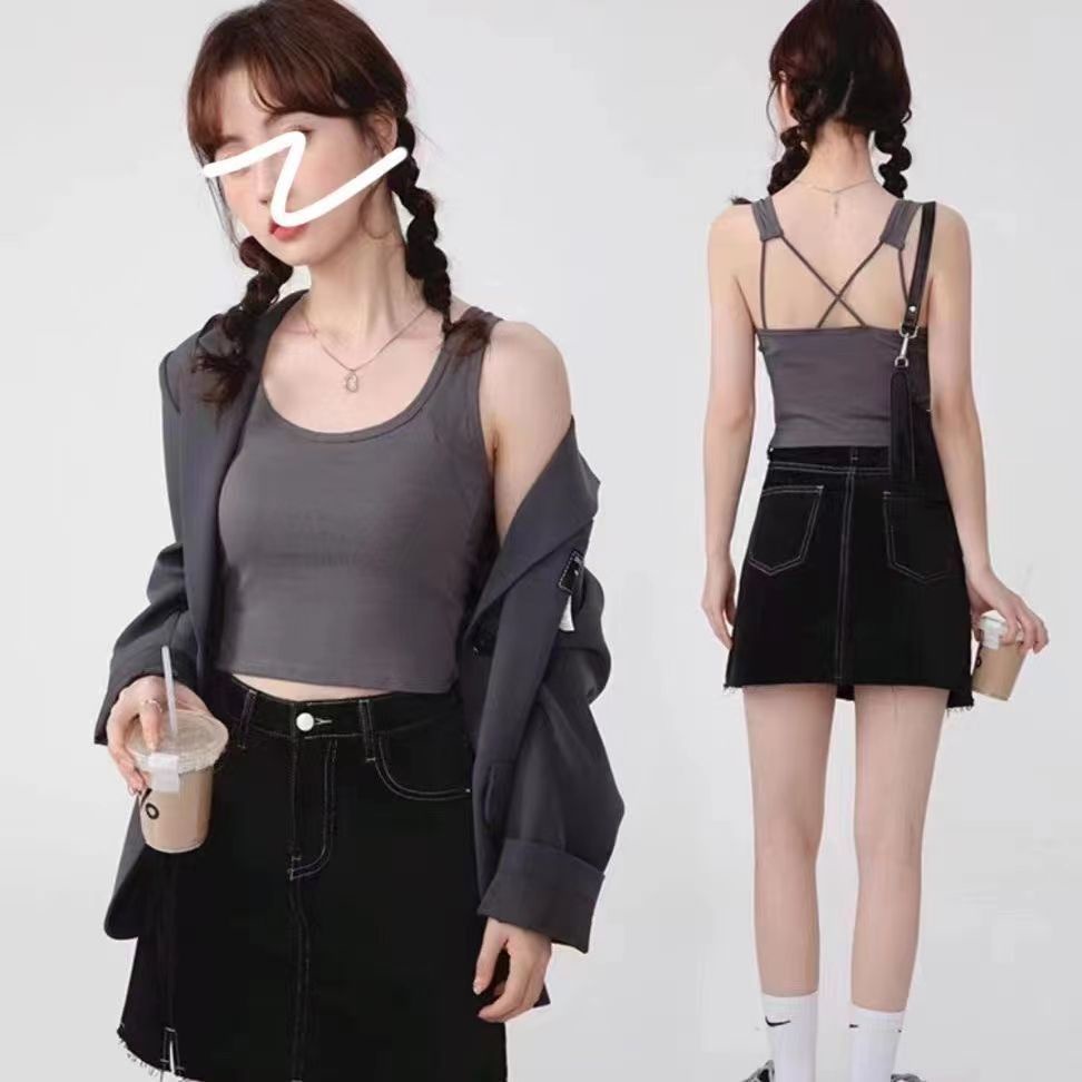 Áo tank top Sát Nách Vải cotton Thiết Kế Hở Lưng Quyến Rũ Cho Nữ