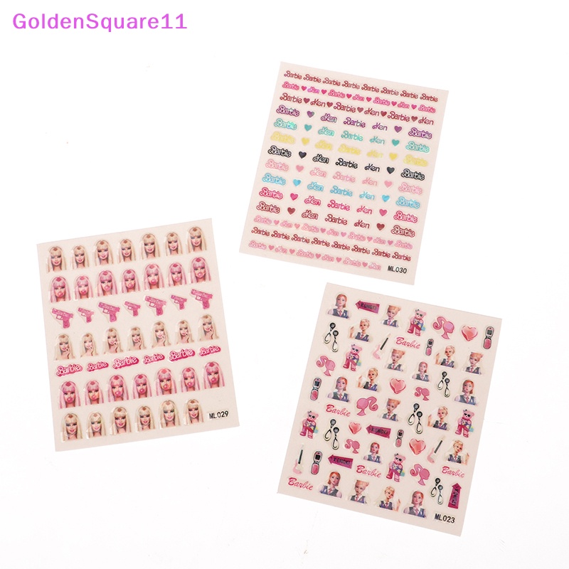 Miếng Dán Trang Trí Móng Tay Hình Búp Bê Barbie Màu Vàng Đồng Dành Cho Bé Gái vn