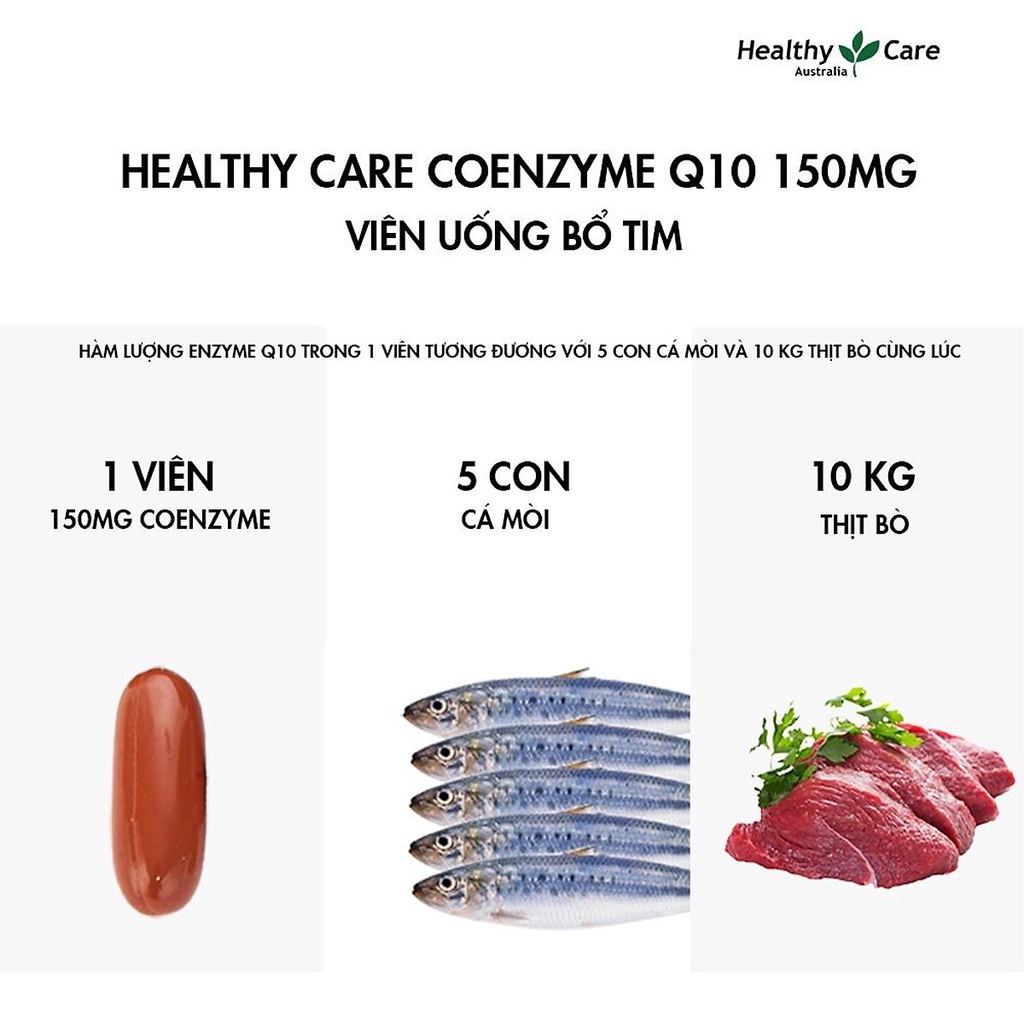 Coenzyme Q10 150mg Healthy Care coq10 tăng cường sức khỏe tim mạch hộp 100 viên quatangme