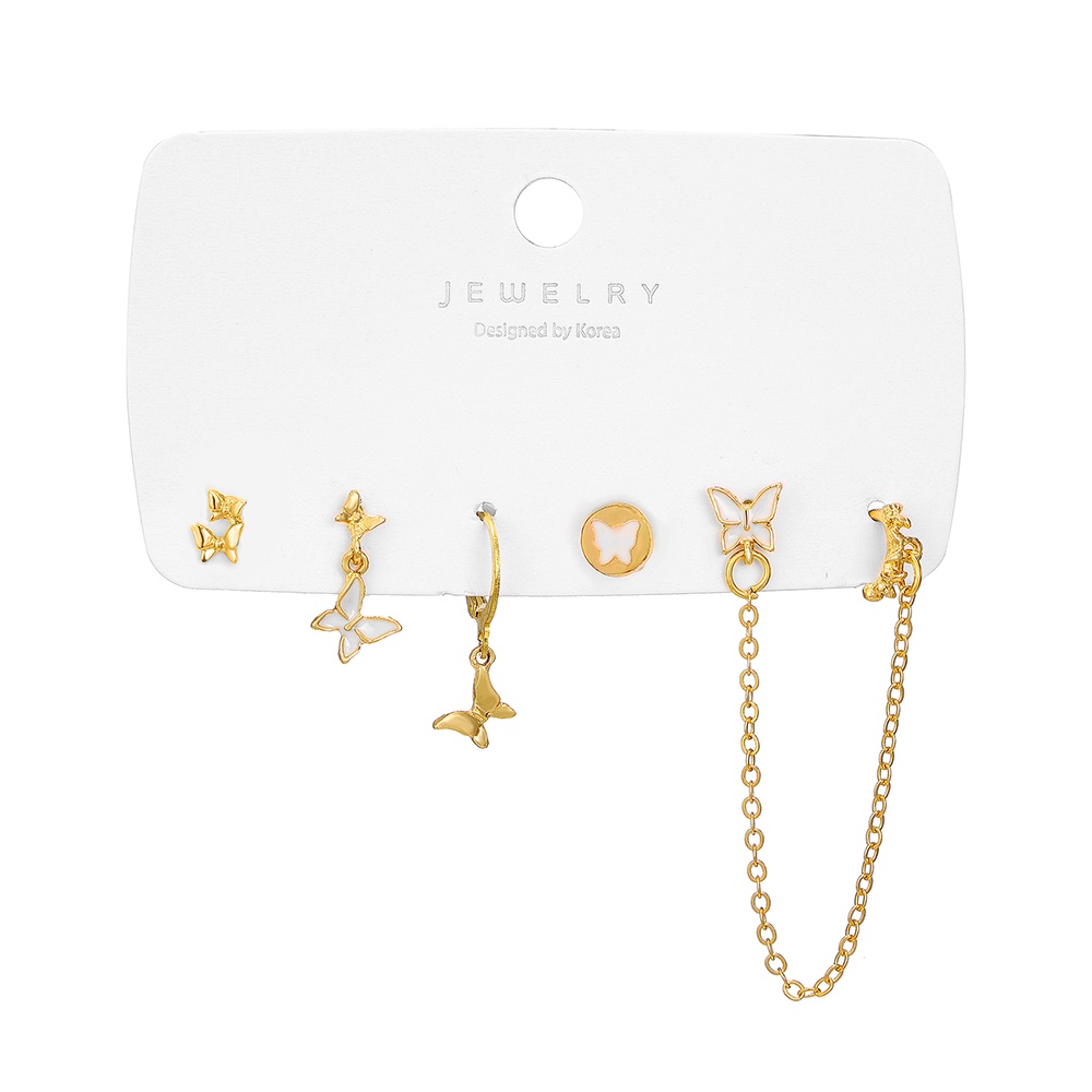 Set 5 Đôi Khuyên Tai Màu Trắng Hình Bướm Phong Cách Đơn Giản Sáng Tạo Mẫu Mới Năm 2023 Dành Cho Bạn Nữ