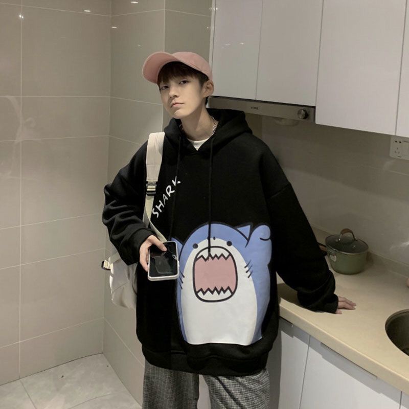 Áo hoodie Nam In Hình Cá Mập Phong Cách Hàn Quốc Mới