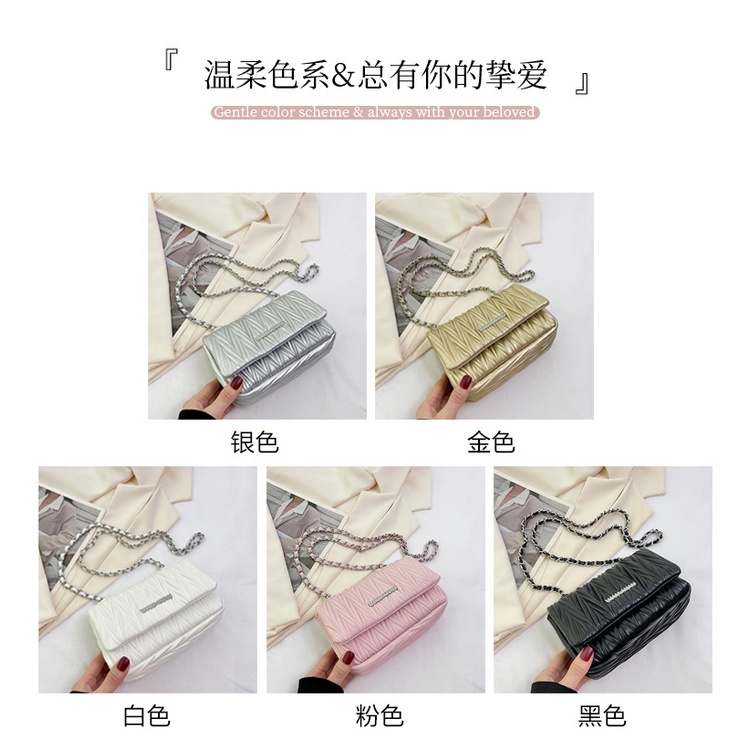 Túi Đeo Vai Hình Vuông Cỡ Nhỏ Đính Đá Phối Dây Đeo Sợi Xích Phong Cách niche Thời Trang Mới 2023