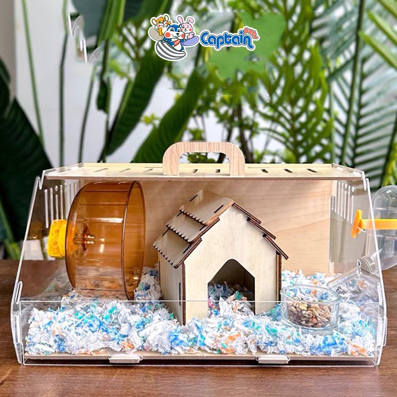 Lồng mica phối gỗ 29x21x16cm cho Hamster