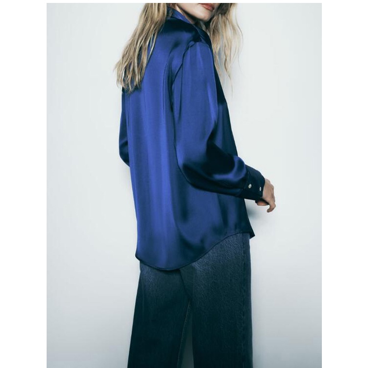Zara Áo Sơ Mi satin Cổ v Thời Trang Mùa Thu Sang Trọng zara 238741236 2197745