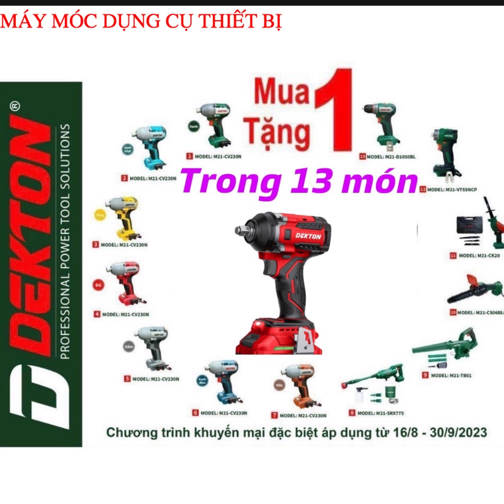 Máy Siết Bulong Dekton 550Nm / M21-IW550PRO / Brushless / 4 Cấp Tốc Độ / Tặng quà máy móc dụng cụ