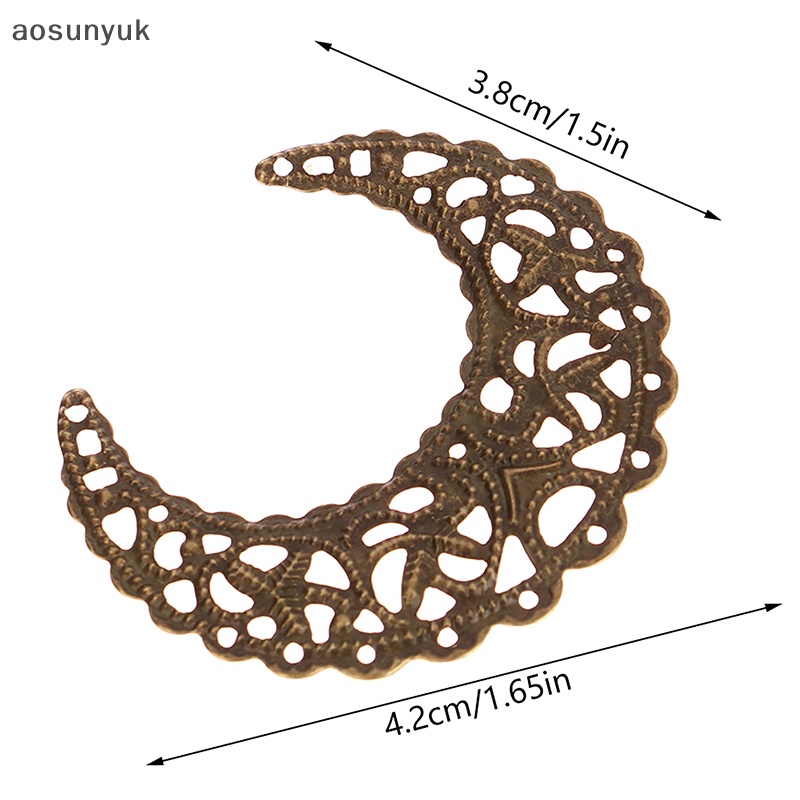 Aosunyuk Set 50 Phụ Kiện Làm Trang Sức Hình Mặt Trăng 38 X 42Mm Màu Vàng / Bạc / Vàng Đồng