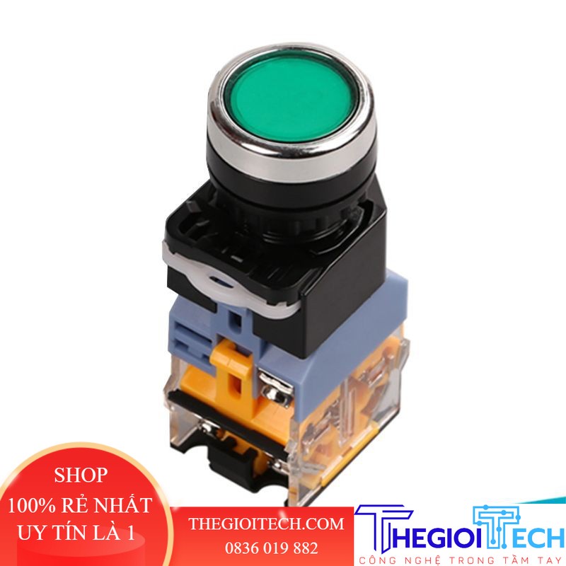 Công tắc nhấn giữ chết có đèn, không đèn phi 22 - NC có đèn đỏ