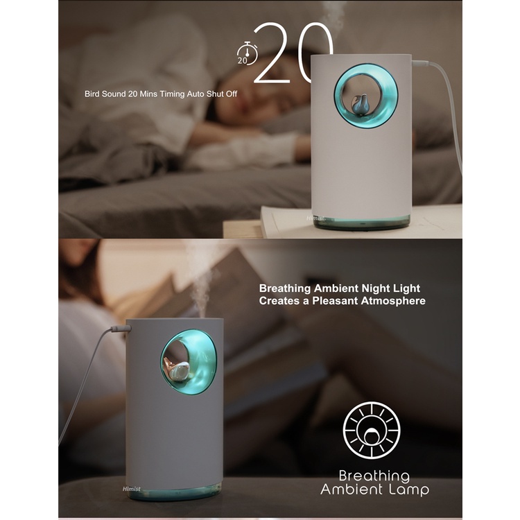 Xiaomi Youpin Humidifier 400ML Âm Nhạc Máy Tạo Độ Ẩm Không Khí Làm Dịu Căng Thẳng Giảm Thiên Nhiên Chim Hát USB Máy Khuếch Tán Tinh Dầu Thông Thơm