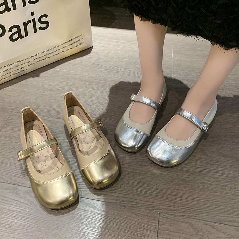 Giày Búp Bê Da Mũi Tròn Thời Trang Thanh Lịch Cho Nữ