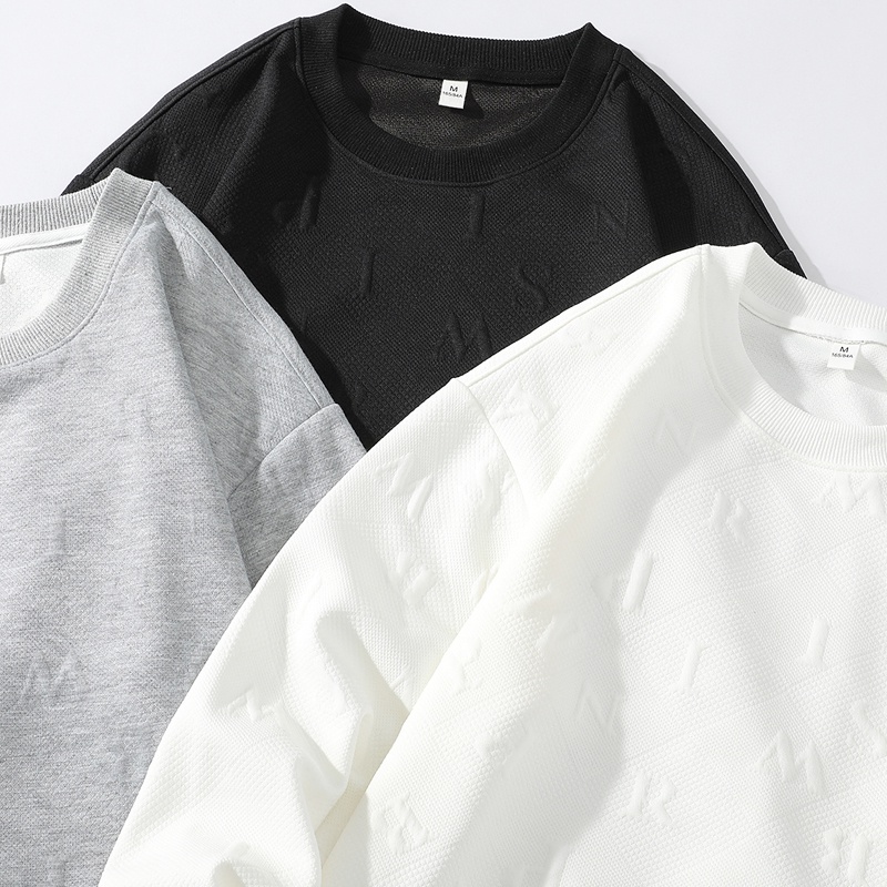 Áo sweater Cổ Tròn Tay Dài Màu Trơn Thời Trang Mùa Thu Cho Nam Giới Có size Lớn