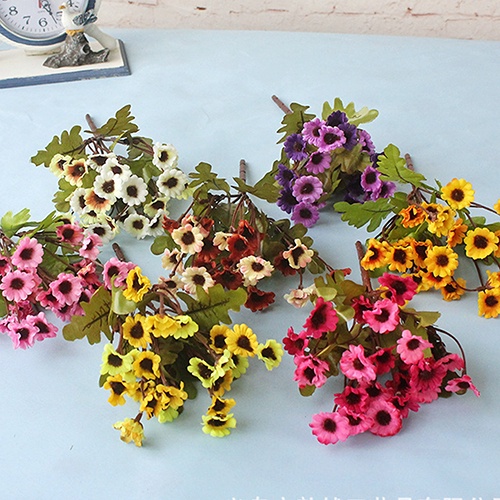 Đồ Chơi Cao Cấp Cho Bé| 1 Bó 24 Bông Hoa Cúc Giả Bằng Vải Dùng Trang Trí