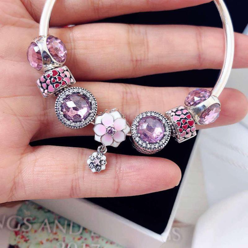 Kljl0 Chuỗi Hạt Ba Mặt Bằng Bạc sterling Màu Trơn Mắt Mèo Phù Hợp Cho pandora