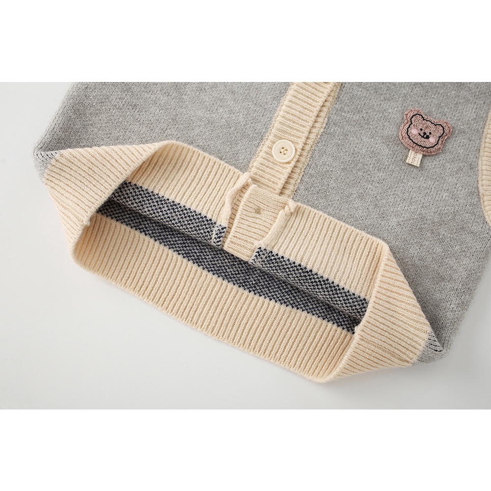 Áo Ghi Lê Dệt Kim Cài Nút Họa Tiết Gấu Hoạt Hình Dễ Thương Thời Trang Xuân Thu Cho Bé Trai Và Gái