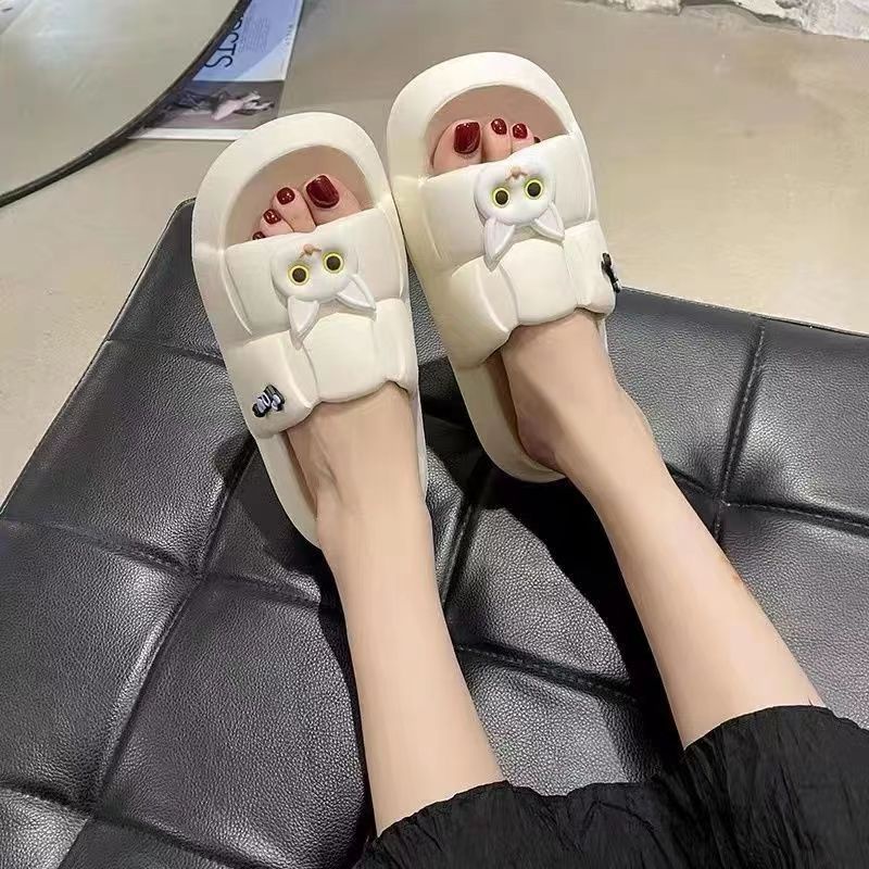 Dép Quai Ngang Nữ Đi Trong Nhà Chống Trượt In Hình Mèo