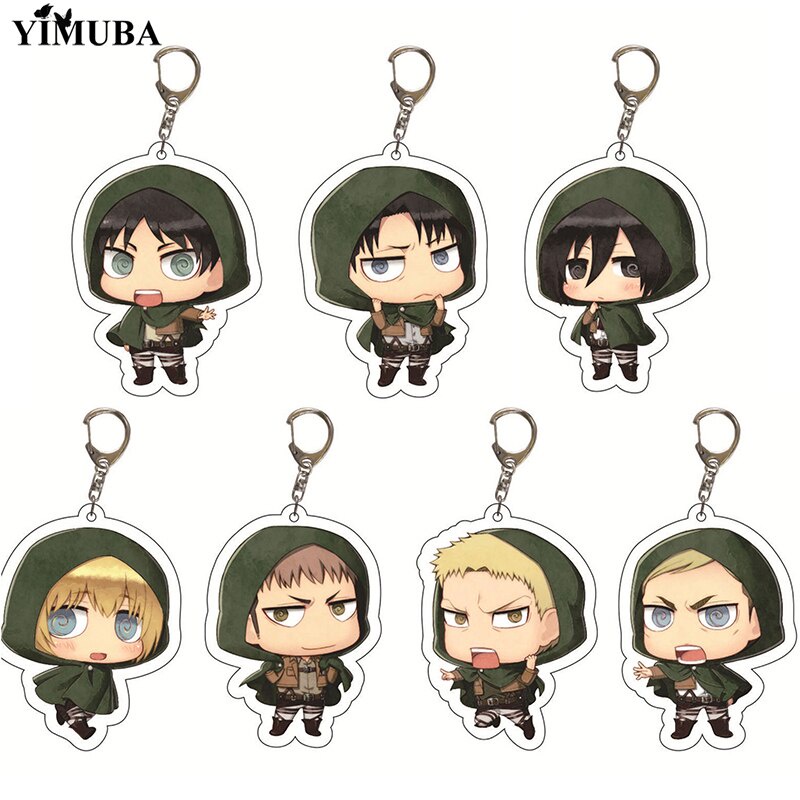 Móc khoá Adorkable Cute Attack On Titan Phụ Kiện Trang Trí Balo Túi xách mica trong anime chibi trưng bày