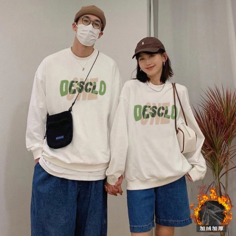 Áo Sweater Mùa Thu Đông Cặp Đôi Phong Cách Dài Tay In Hình