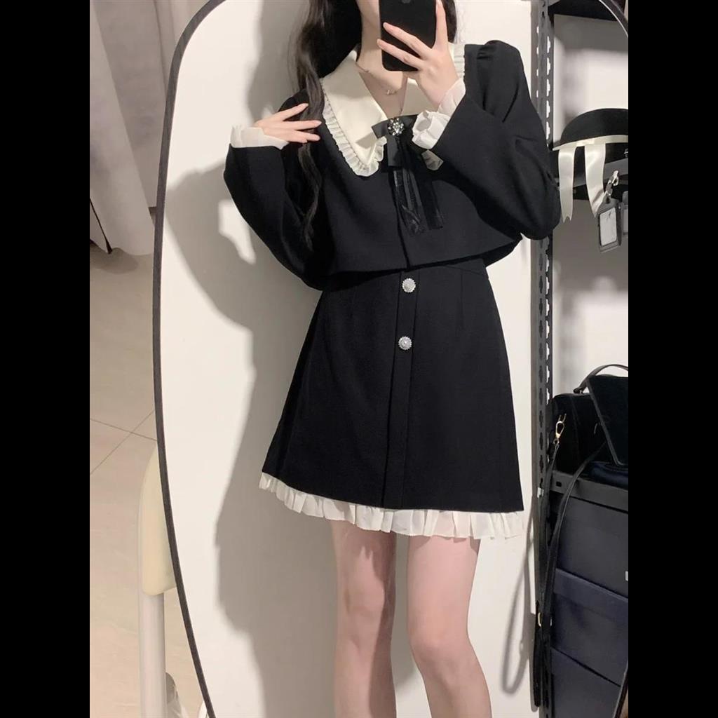 Set Áo Thun Dài Tay + Chân Váy Thời Trang Mùa Thu Phong Cách Pháp Mới Cho Nữ