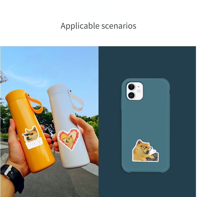 Bộ 50 Miếng Dán Hình Chú Cún emoji Ngộ Nghĩnh Trang Trí laptop / Điện Thoại / Xe Hơi / Vali