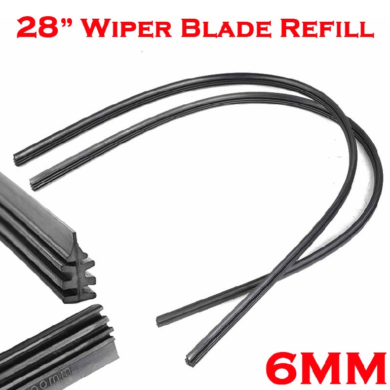 2pcs 28" 6mm Universal Car Rubber Frameless Windshield Wiper Blade Refill