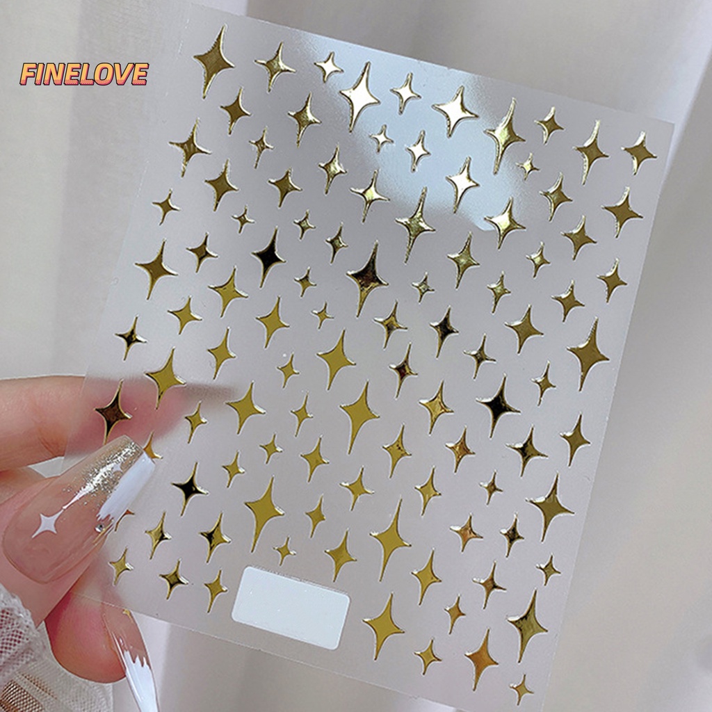 Miếng Dán Móng Tay Tự Dính Siêu Mỏng Màu Trắng / Đen / Bạc / Vàng Ánh Sao Lấp Lánh Không Phai Màu Dễ Dán diy