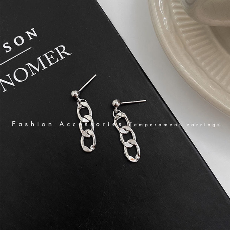 Khuyên Tai Bạc Dạng Dây Xích Phong Cách punk Cá Tính Cho Nữ