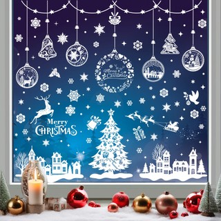 Decal noel – hít tĩnh điện thông giáng sinh ngồi nhà tuyết dây treo trang trí